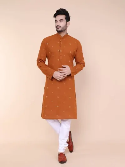 Men's Rust Cotton Kurta